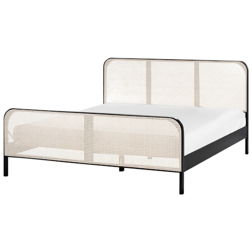 Łóżko Drewno sosnowe GONFARON 180 x 200 cm Czarny