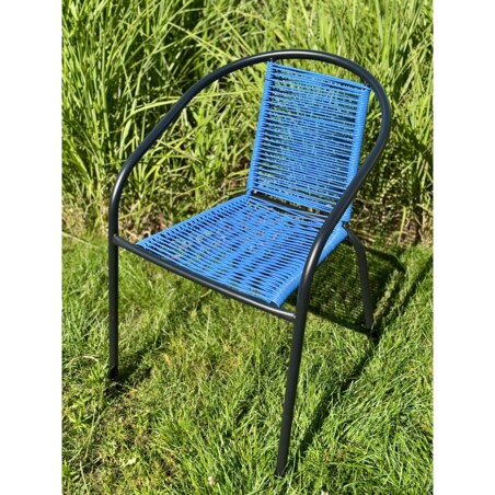 Krzesło ogrodowe plecione BISTRO niebieskie