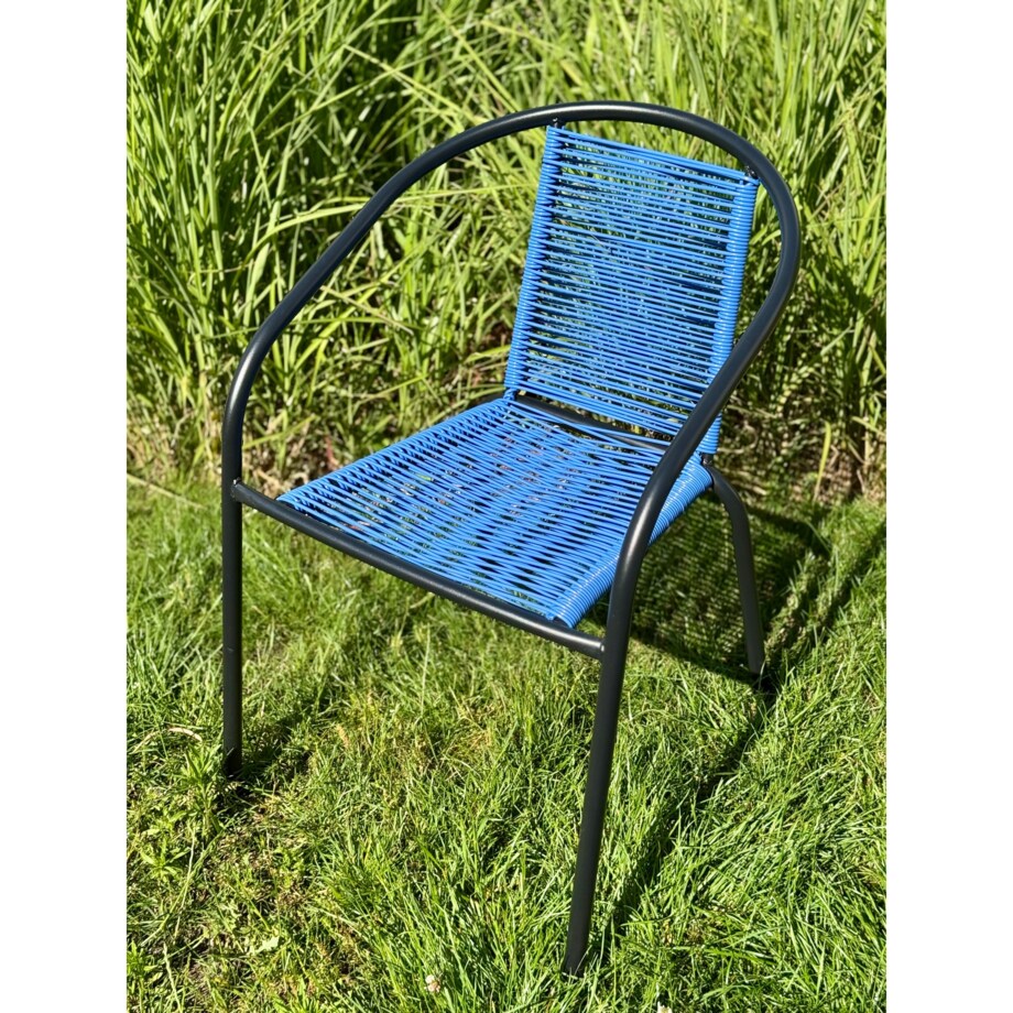 Krzesło ogrodowe plecione BISTRO niebieskie