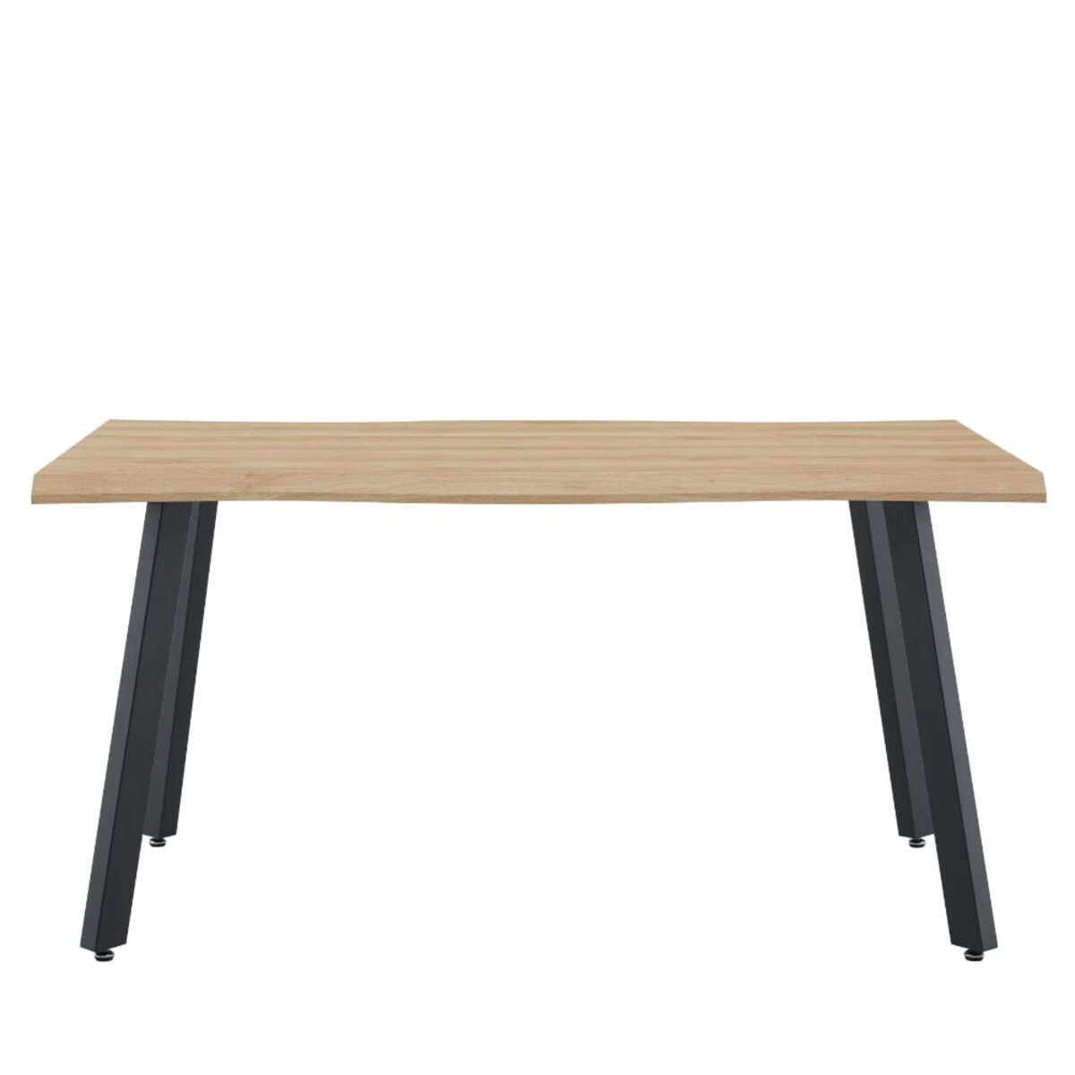Stół prostokątny z falowaną krawędzią loft 150x90 Gustavo, jasne drewno, czarne metalowe nogi