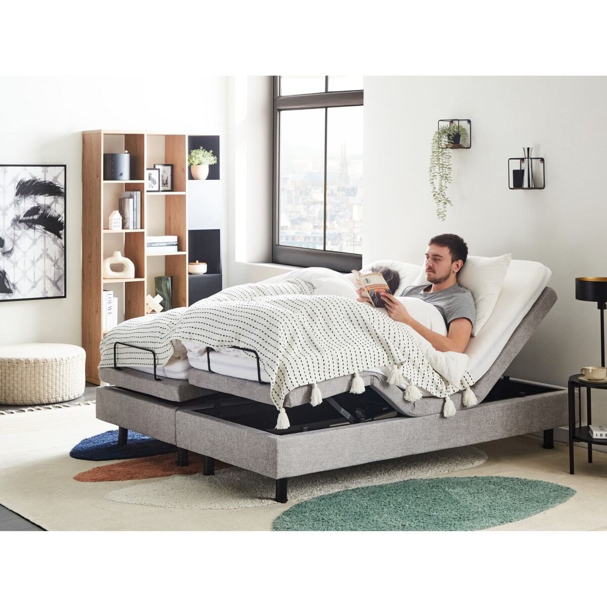 Łóżko regulowane bez zagłówka DUKE II 160 x 200 cm Jasnoszary