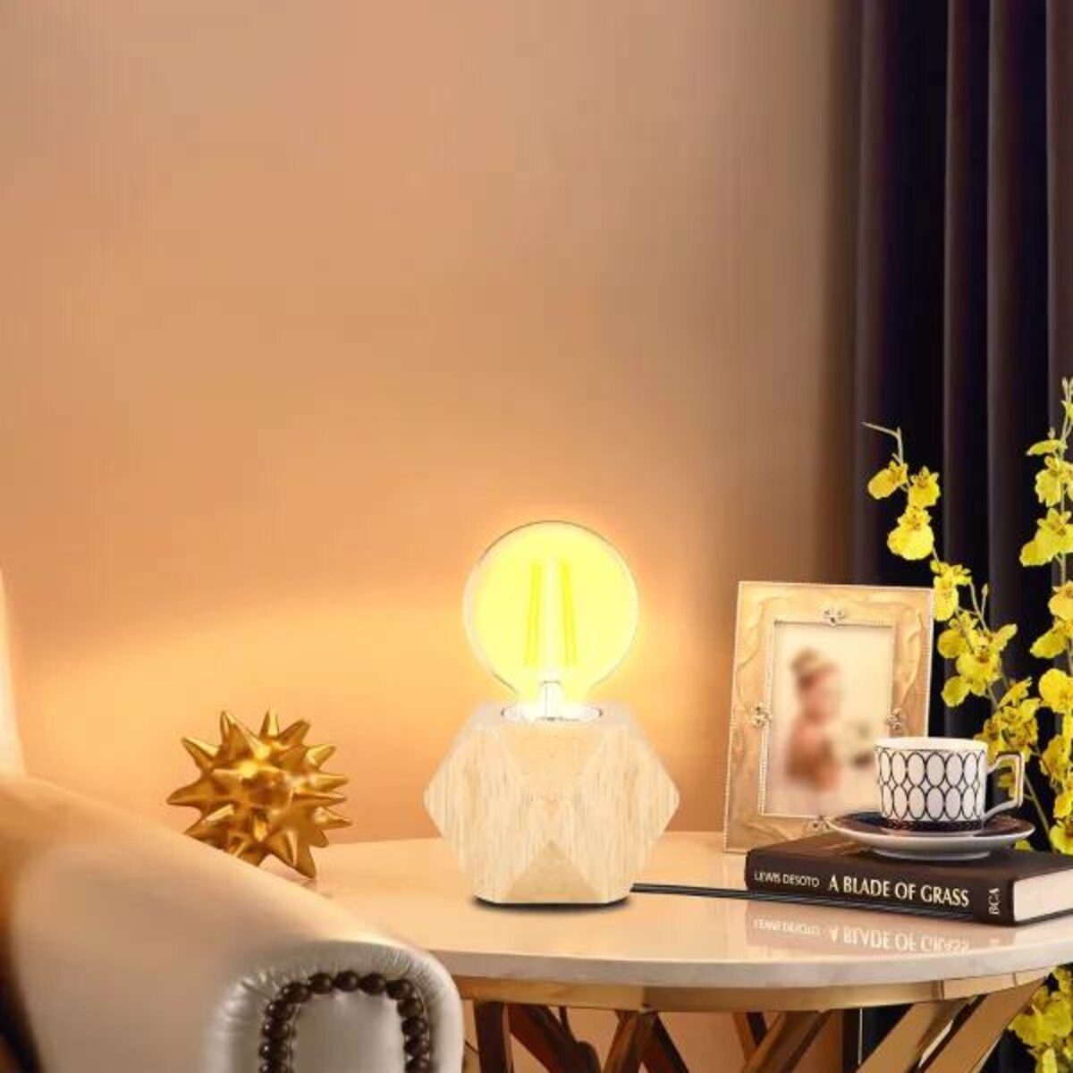 lampka stołowa max 60w e27 drewniana