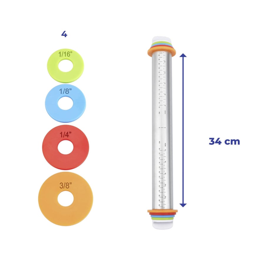 Wałek do ciasta z regulacją grubości, stal nierdzewna