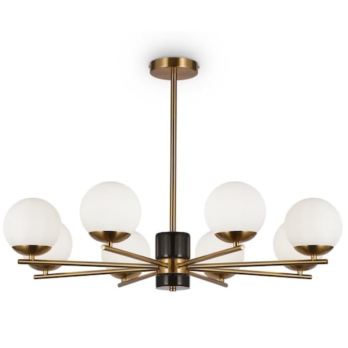 Żyrandol do salonu Marble MOD187PL-08BS Maytoni kuliste klosze mosiądz