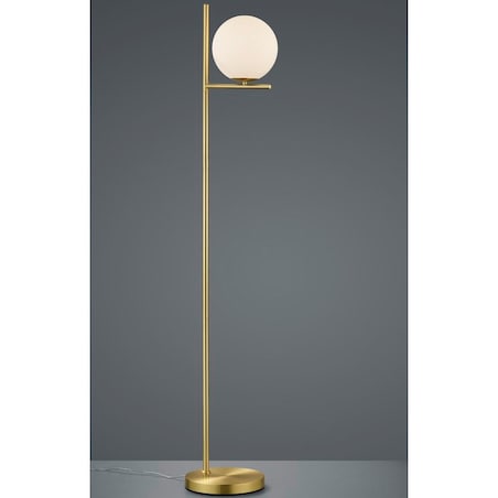 Modernistyczna LAMPA podłogowa PURE 402000108 Trio metalowa OPRAWA stojąca szklana kula mosiądz biała