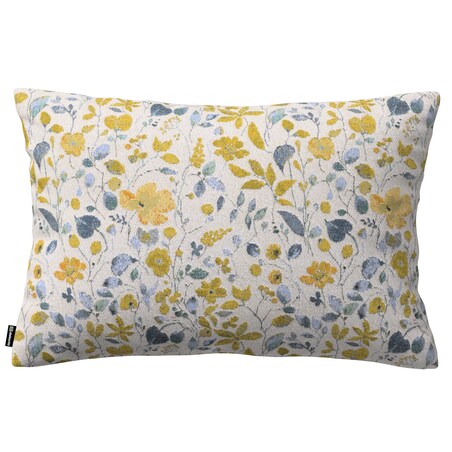 Poszewka Kinga na poduszkę prostokątną 60x40 żółto-niebieskie kwiaty na kremowym tle