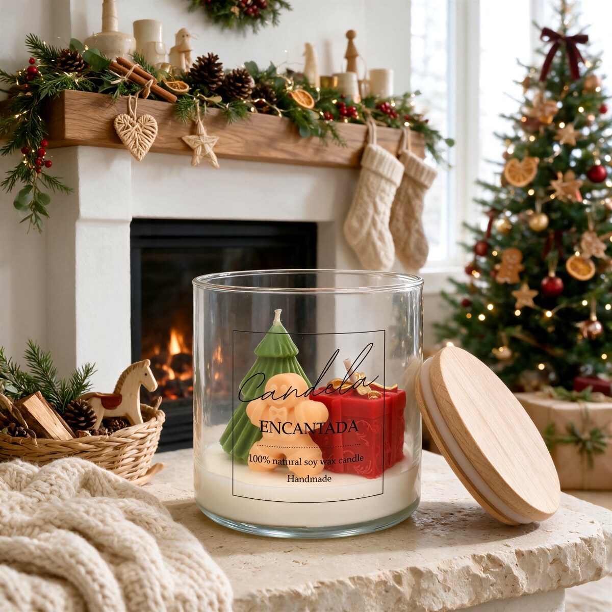 Świąteczna ŚWIECA sojowa ZAPACHOWA świeczka CHOINKA na prezent CHRISTMAS