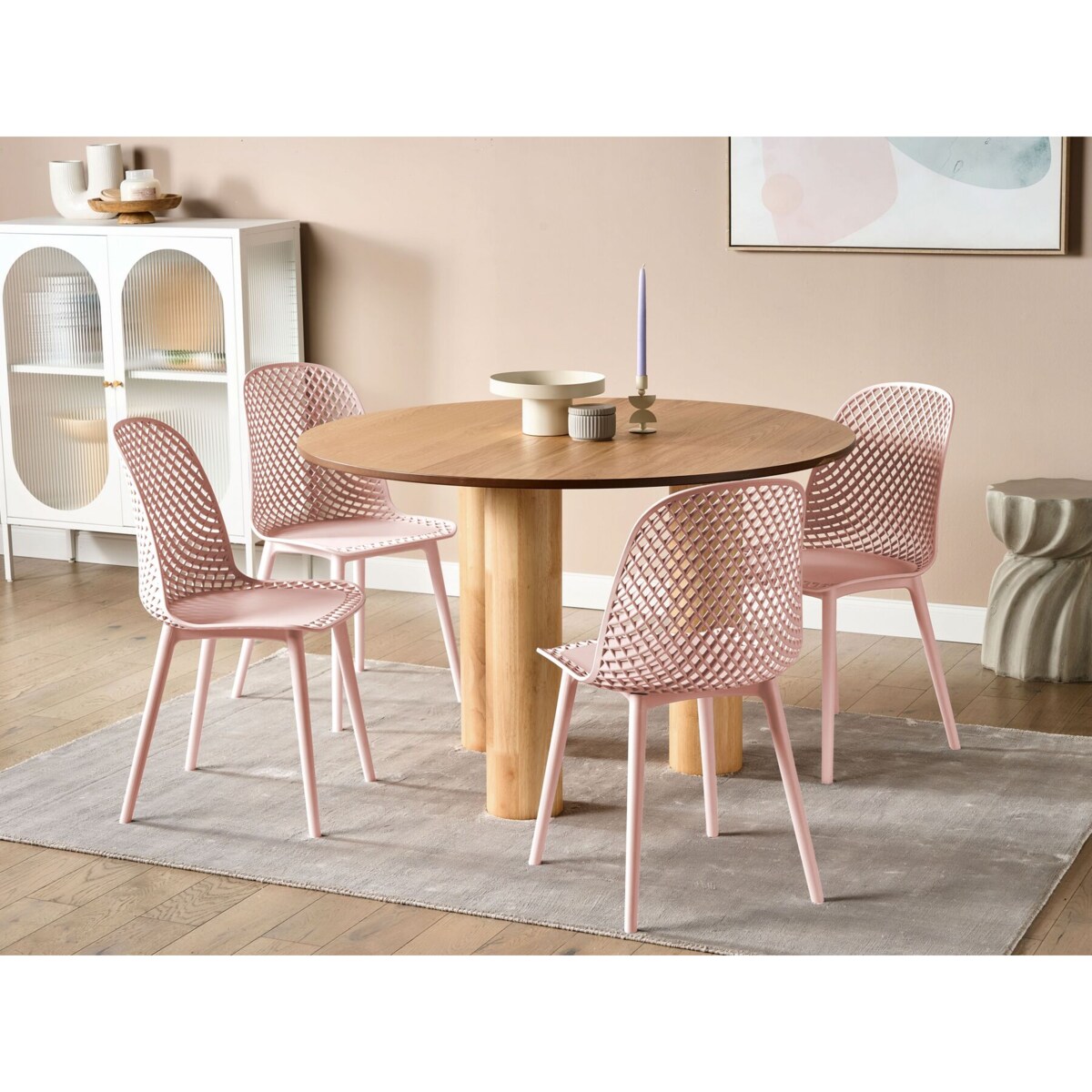 Zestaw 4 krzeseł do jadalni różowy EMORY