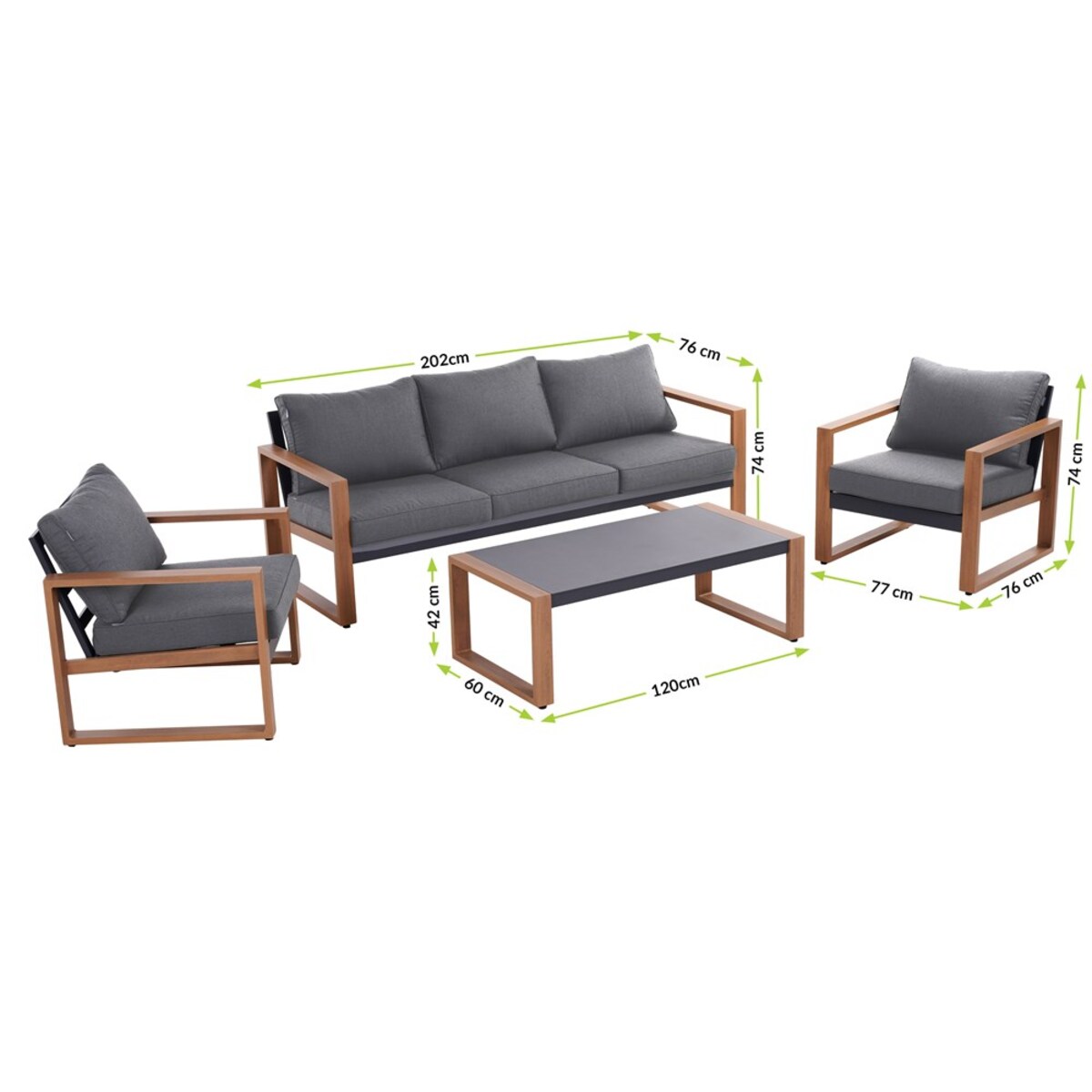 Zestaw Mebli Ogrodowych DUISBURG Sofa Fotel Stolik ANTRACYT / BRĄZOWY