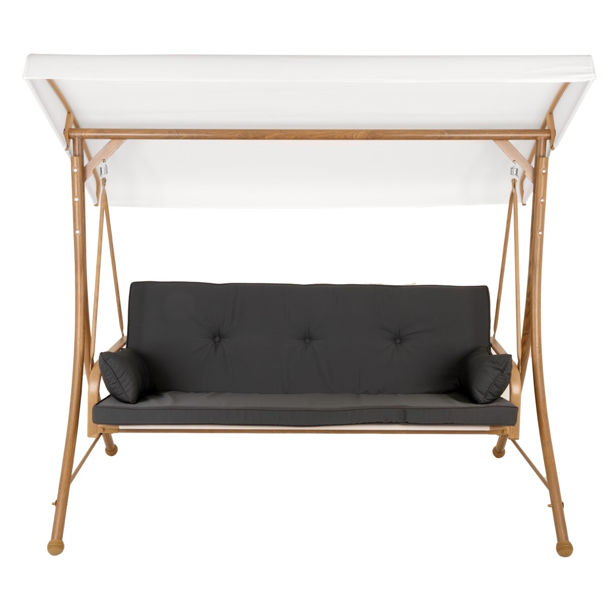 Huśtawka OGRODOWA 3 osobowa bujana z DASZKIEM duża METALOWA wolnostojąca