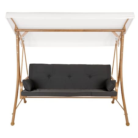 Huśtawka OGRODOWA 3 osobowa bujana z DASZKIEM duża METALOWA wolnostojąca