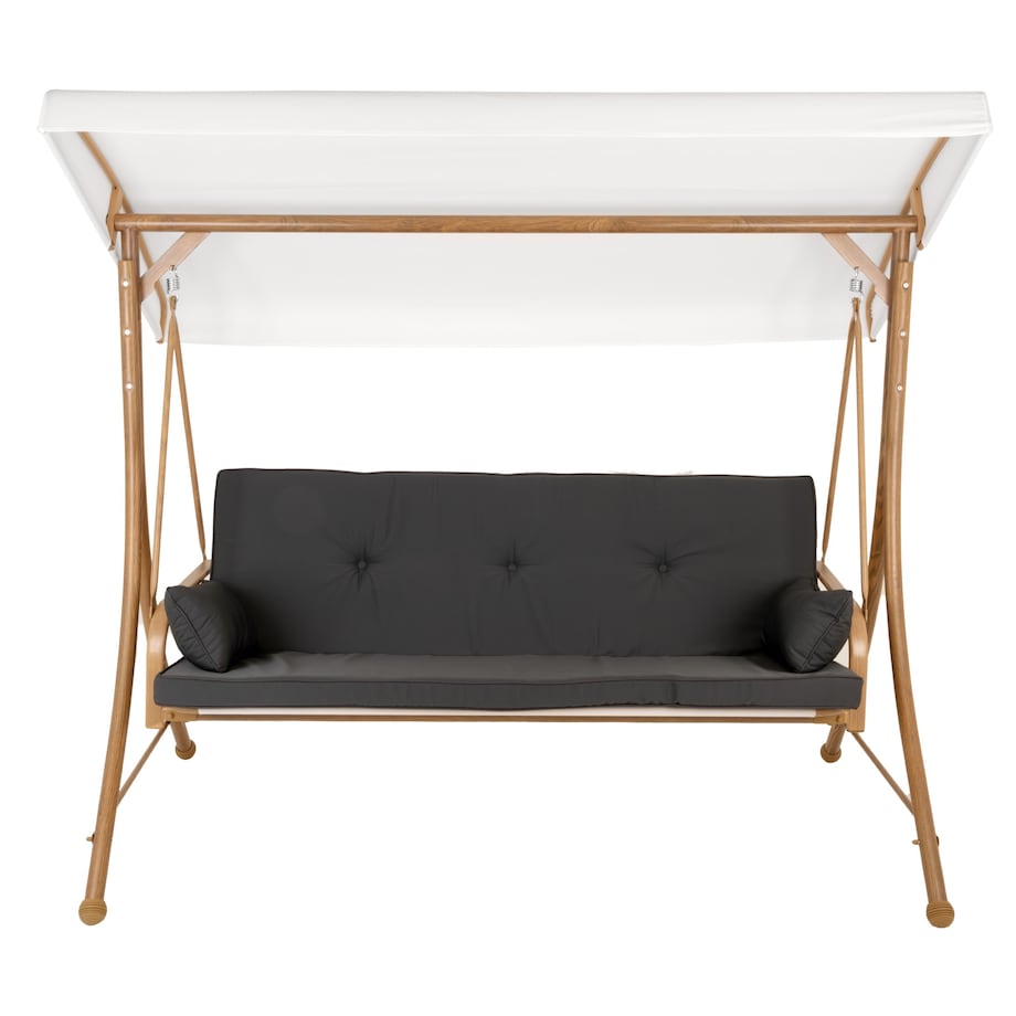 Huśtawka OGRODOWA 3 osobowa bujana z DASZKIEM duża METALOWA wolnostojąca