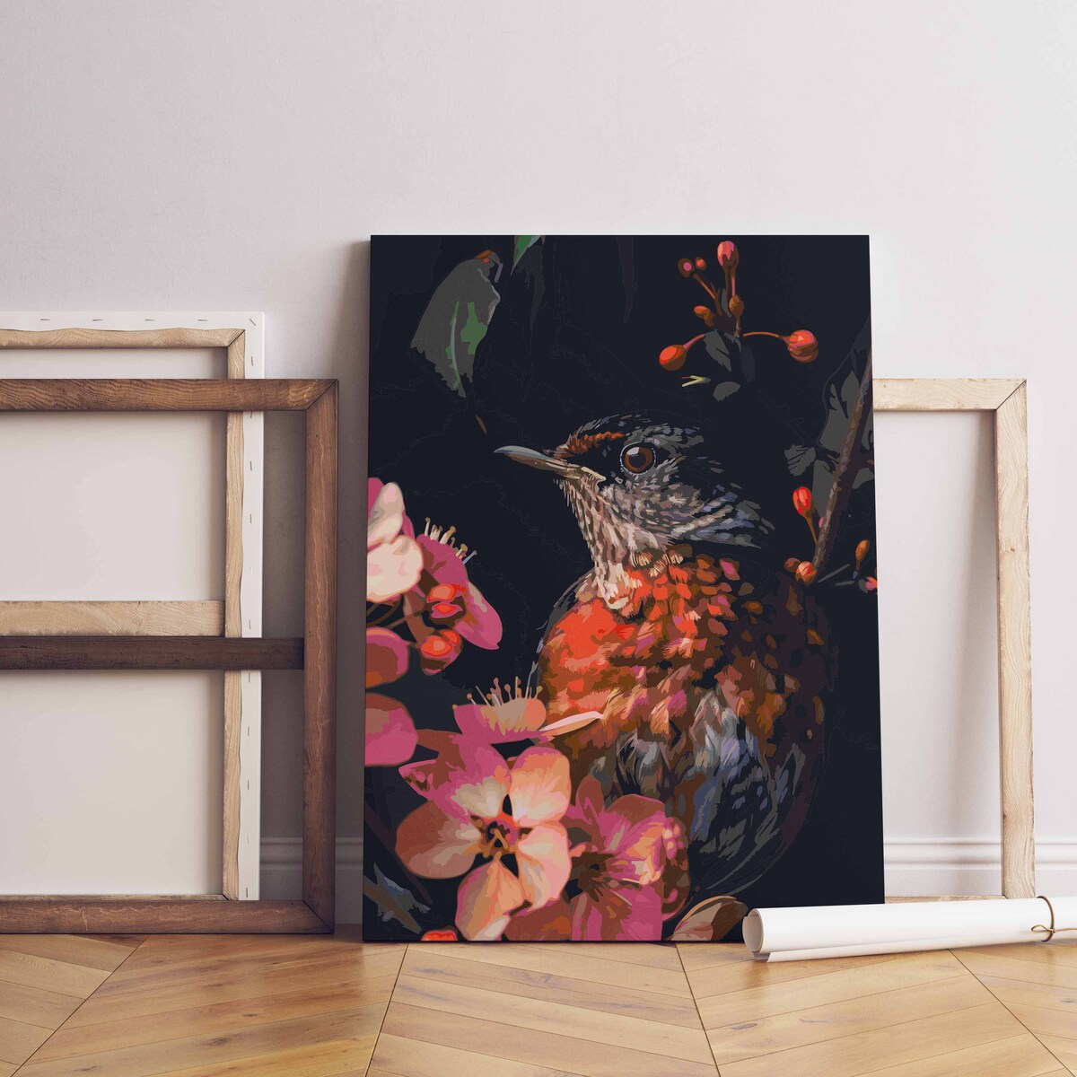 Malowanie po numerach, zestaw DIY – WRÓBEL 40x50 cm- Produkt PL