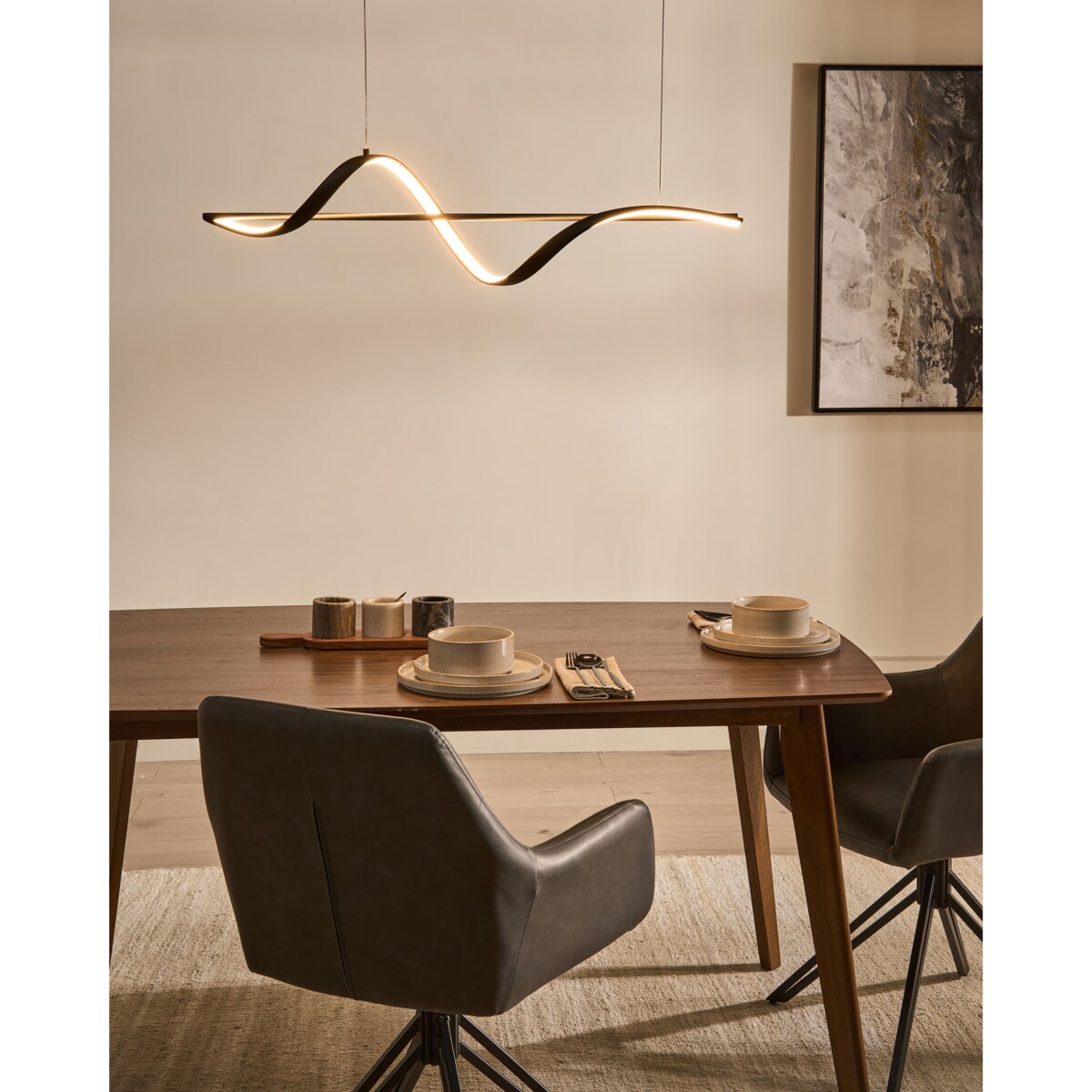 Lampa wisząca LED KHUTTI Z pilotem Ze ściemniaczem Metal Czarny