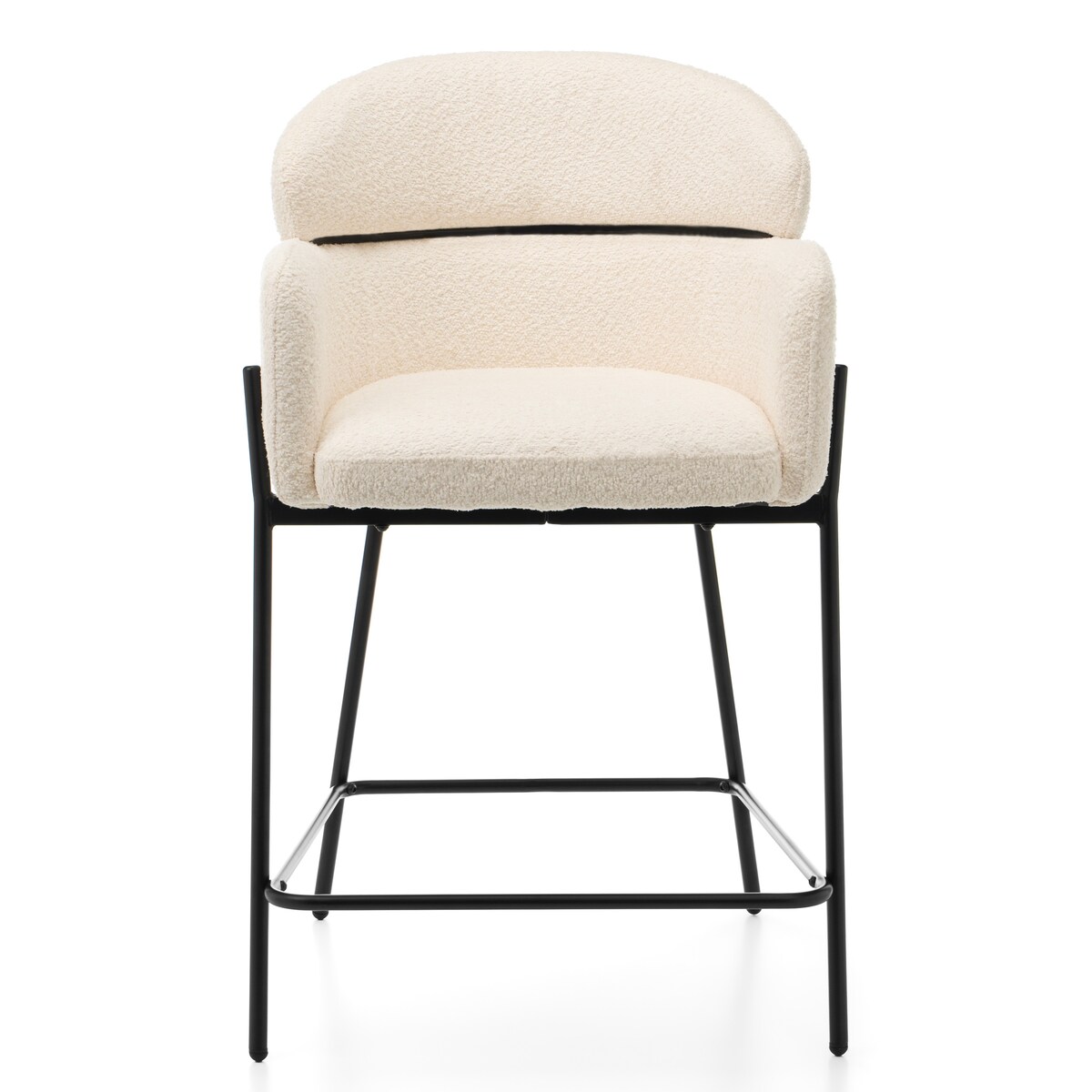 Hoker tapicerowany boucle do salonu BOLZANO jasnobeżowy ecru