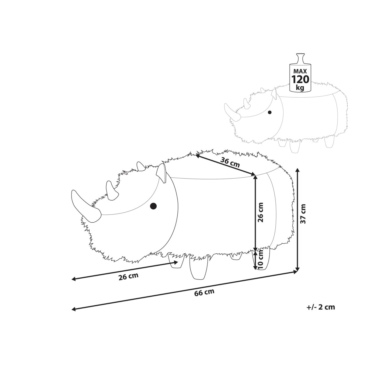Pufa zwierzak futrzana beżowa WOOLLY