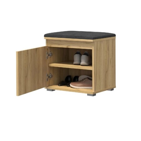 Szafka na buty z siedziskiem i wieszakiem SINGAPUR 50 dąb craft/szara