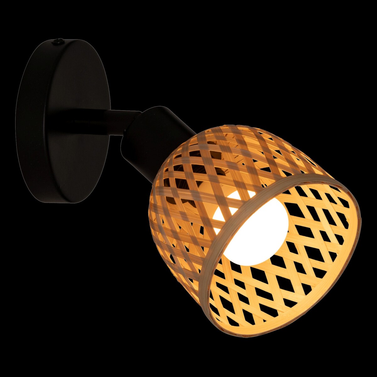 Kinkiet ścienny LIO klosz z plecionego bambusa, Ø 10 cm