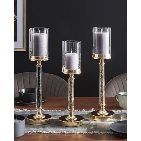 Świecznik szklany 41 cm złoty ABBEVILLE