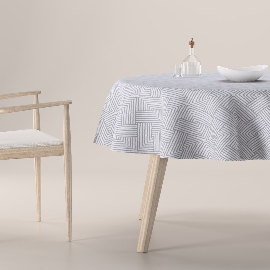 Obrus okrągły 130 x 130 cm szare wzory geometryczne