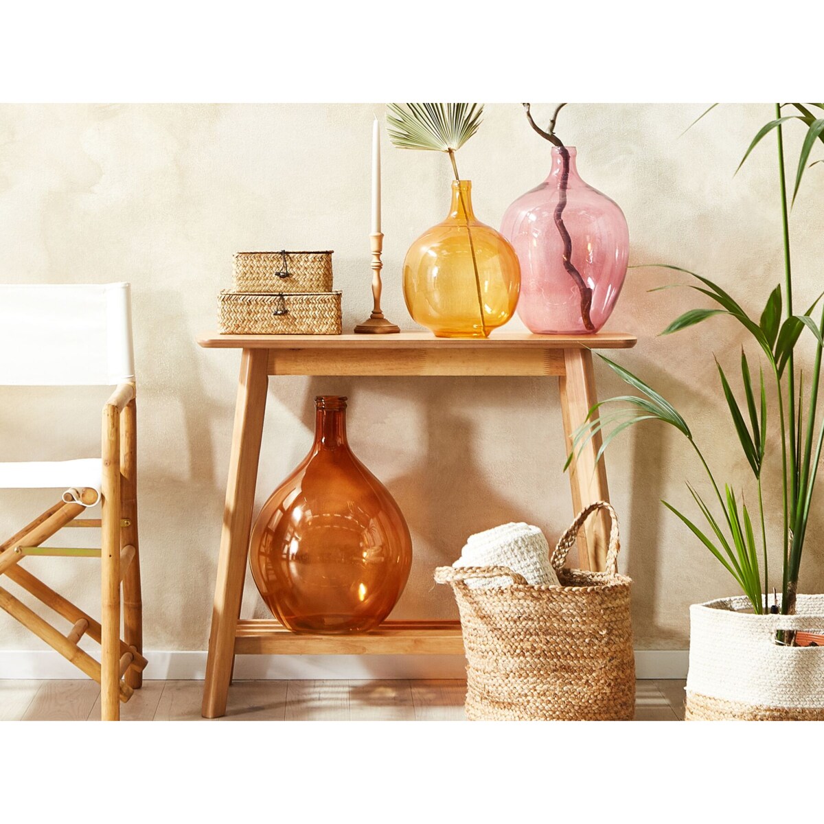 Wazon na kwiaty szklany 48 cm złoty brąz CHATNI