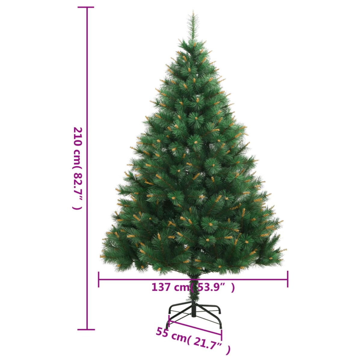 vidaXL Sztuczna choinka zawiasowa ze stojakiem, 210 cm