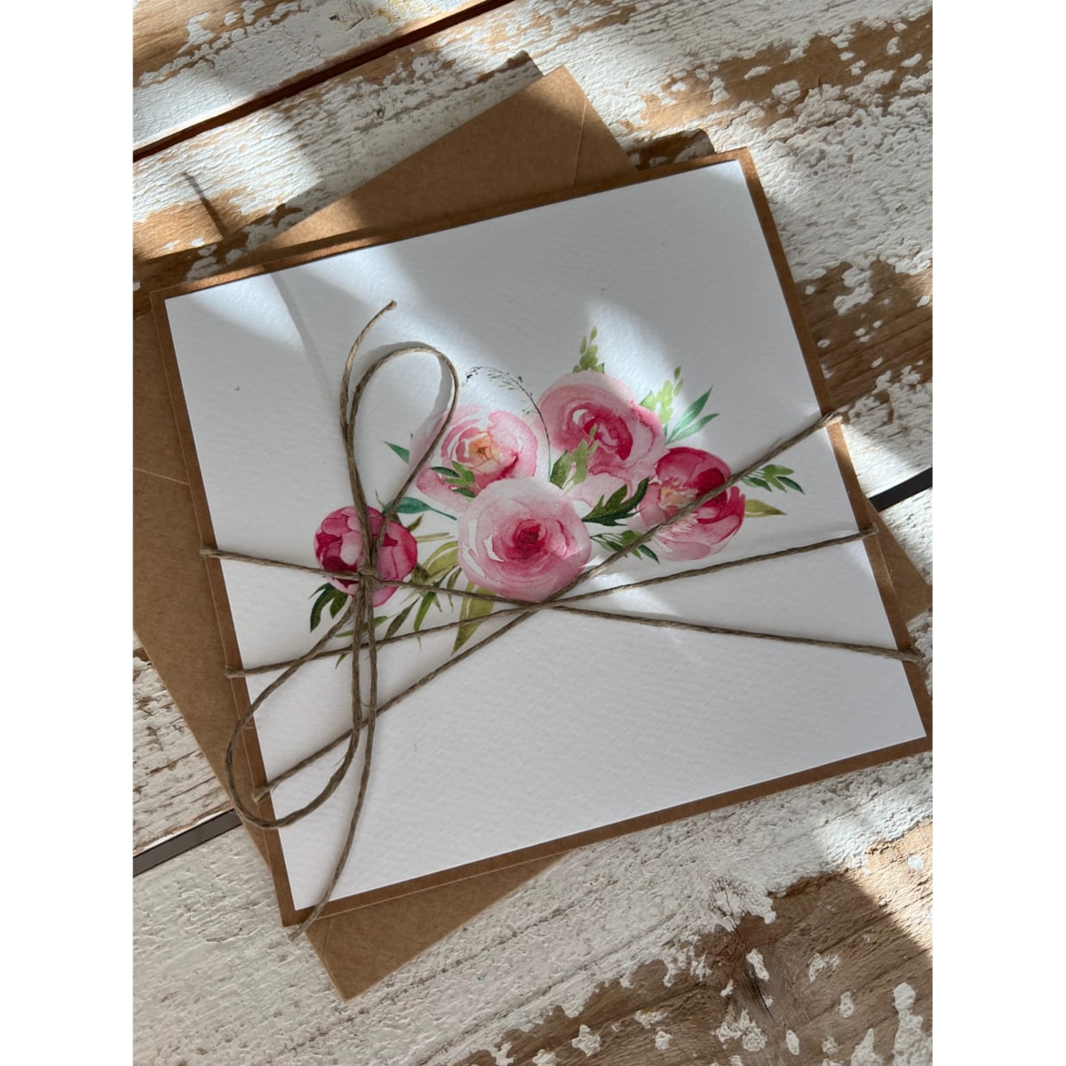 Ręcznie robiona kartka okolicznościowa piwonie bukiet