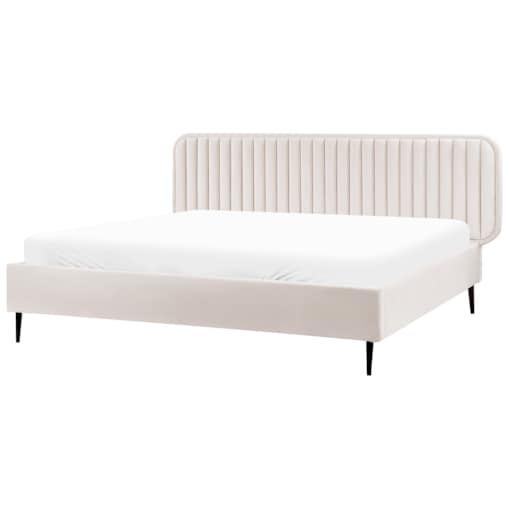 Łóżko welurowe 180 x 200 cm beżowe BRIN