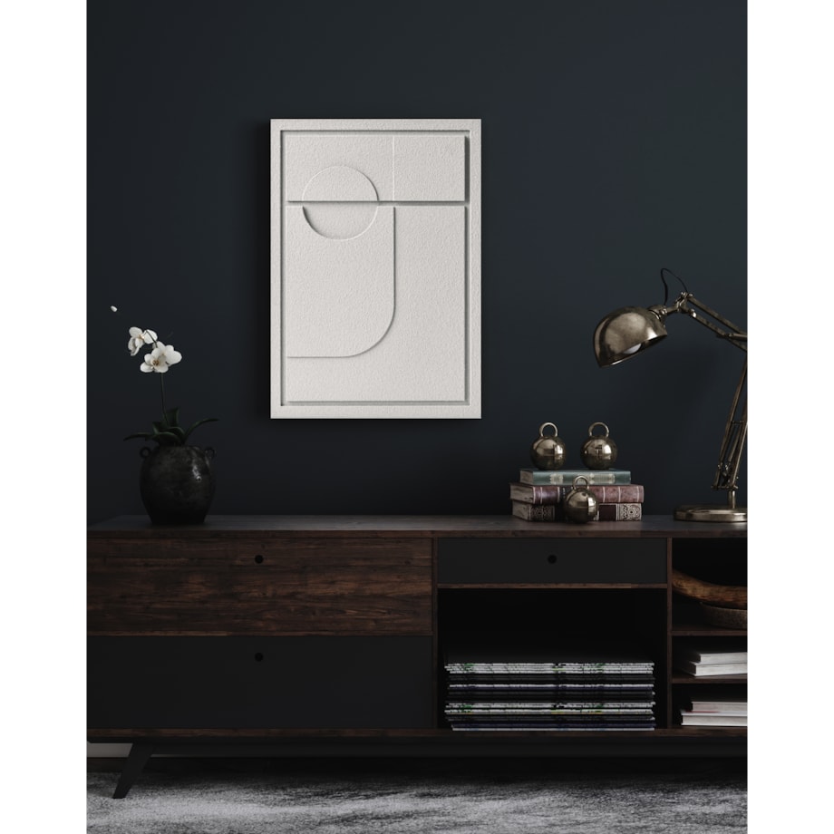 Obraz 3D 35x50cm Geometric II – Dekoracja Ścienna z Tynku Naturalnego, Bianco Minimalistyczny Relief