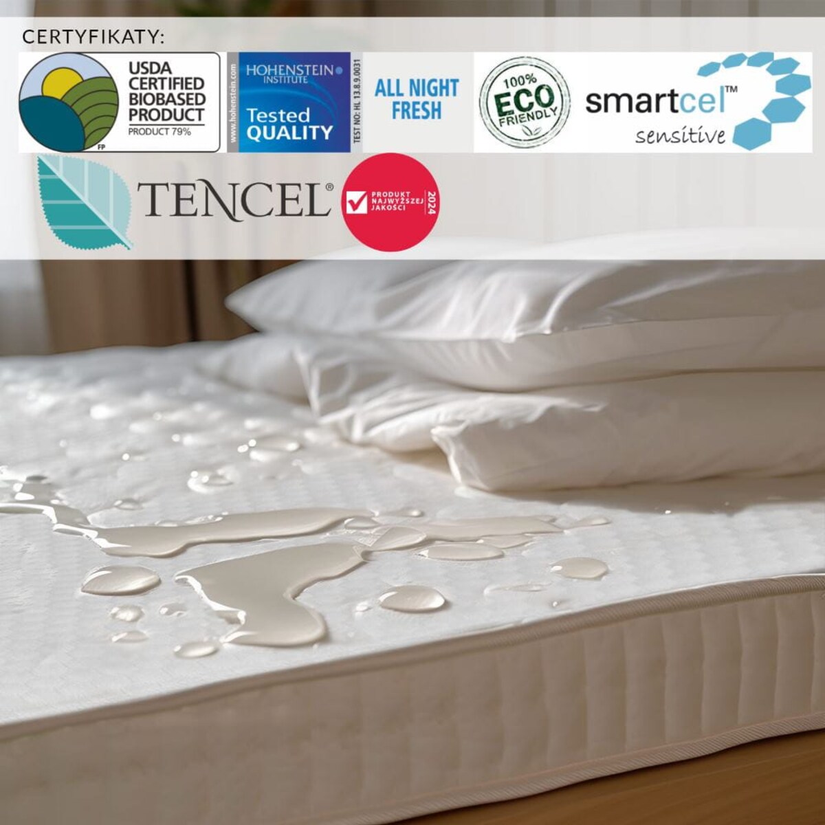 Ochraniacz na materac wodoodporny, rozmiar 120x200 pikowany SOFT-TOUCH kolor biały