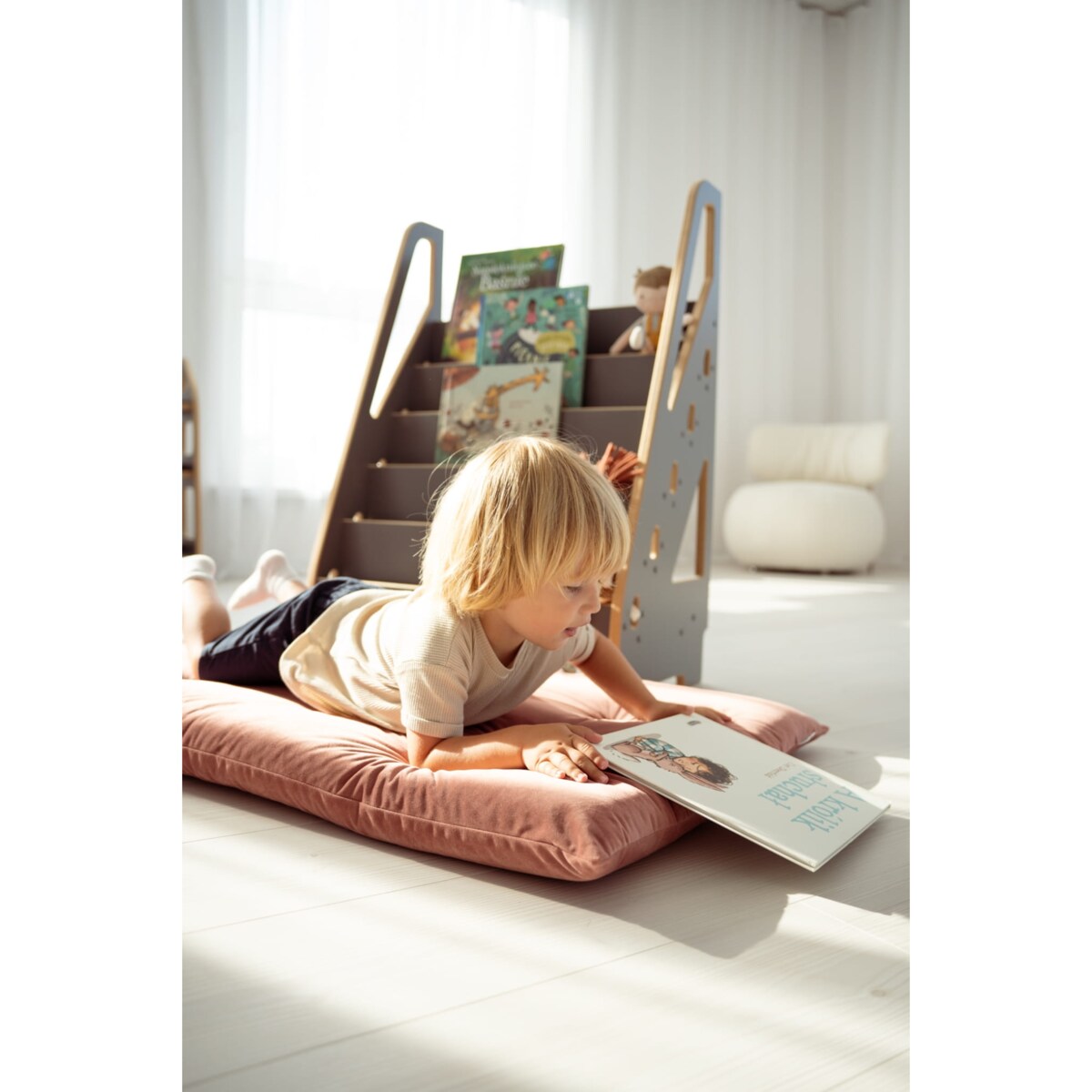 MINI biblioteczka montessori - szara