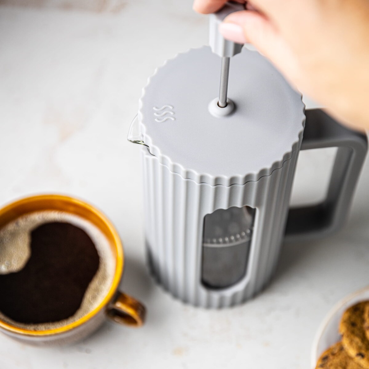 Zaparzacz do herbaty kawy szklany French Press 350 ml szary KLAUSBERG