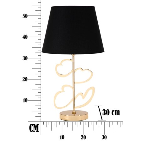Lampa stołowa Glam Harts, kolor czarny i złoty, żelazo i papier, 30 x 30 x 54,5 cm, 1 x E27, styl glamour, do salonu i sypialni, Mauro Ferretti