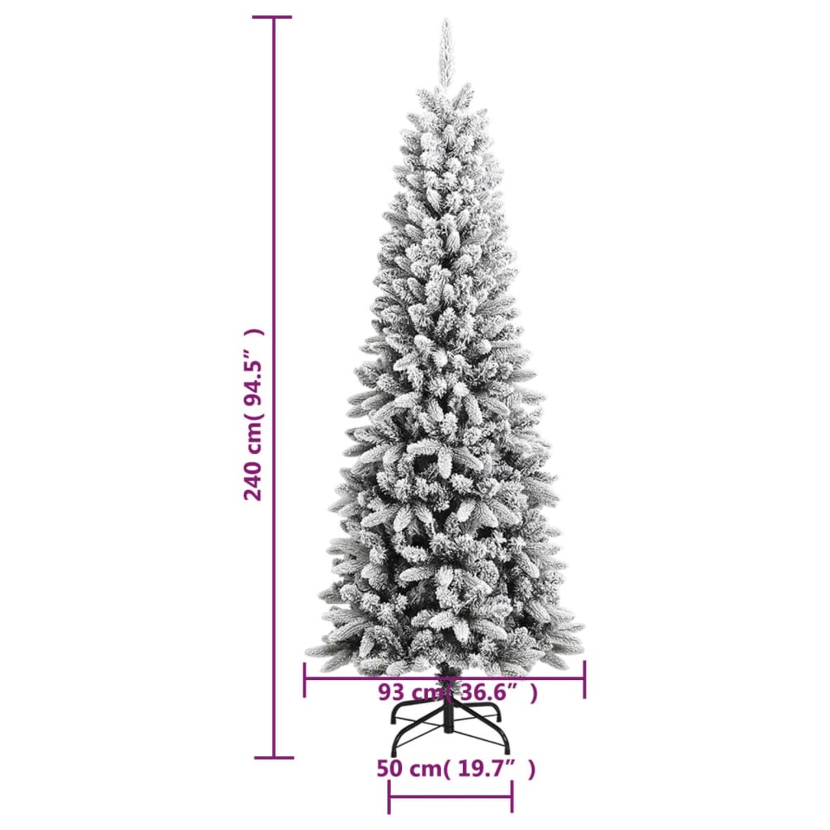 vidaXL Sztuczna choinka pokryta śniegiem, 240 cm, PVC i PE