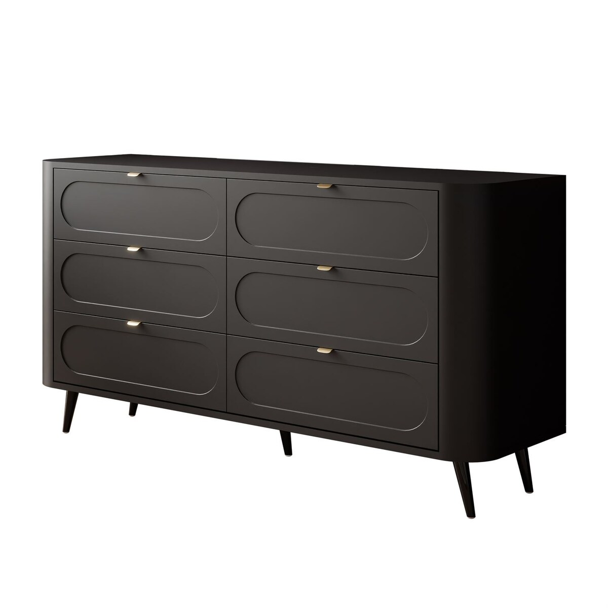 Komoda SHADOW II 6S z szufladami, nóżki skośne czarne