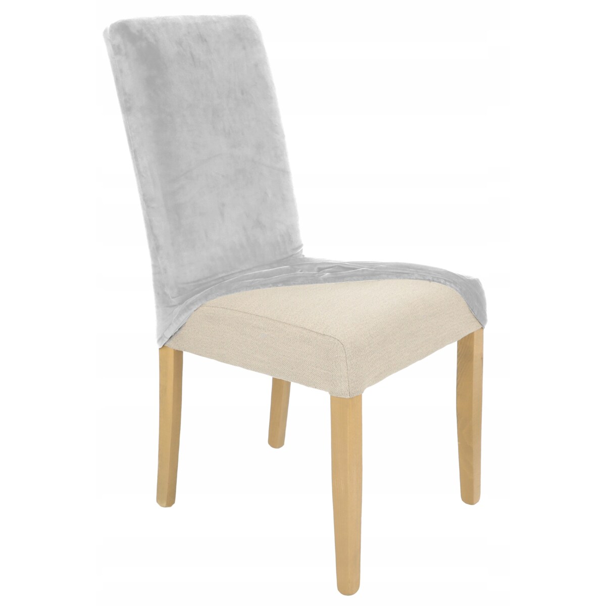 POKROWIEC NA KRZESŁO JASNY SZARY WELUR ELASTYCZNY [21WW]