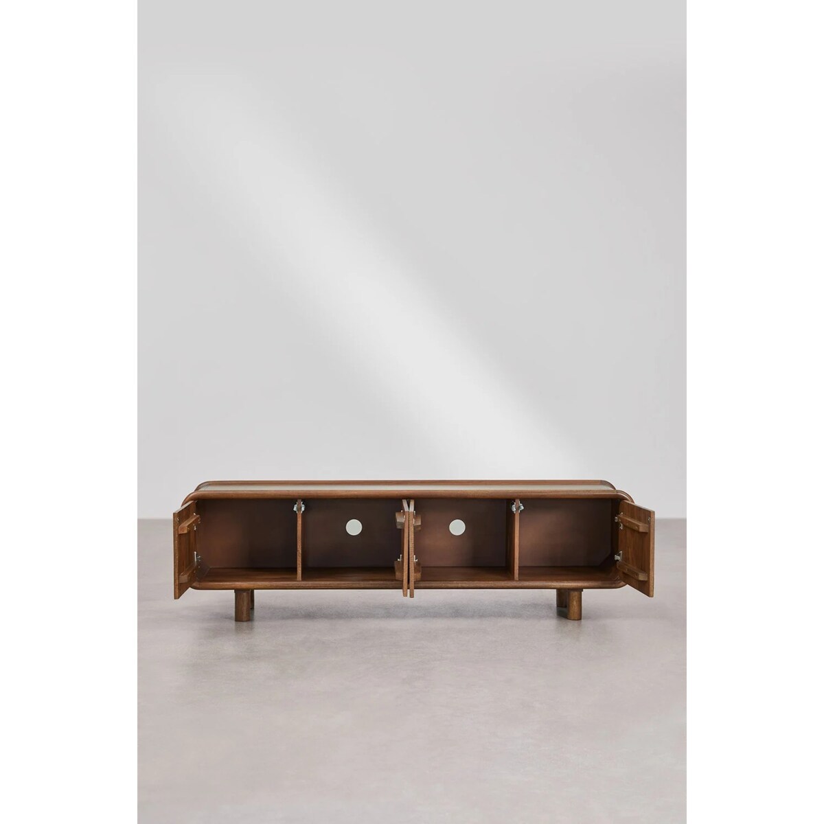 Szafka RTV 175x45 cm z ciemnego drewna mango Gina