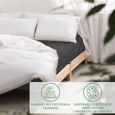 Prześcieradło satynowe z gumką 180x200 kolor Czarny