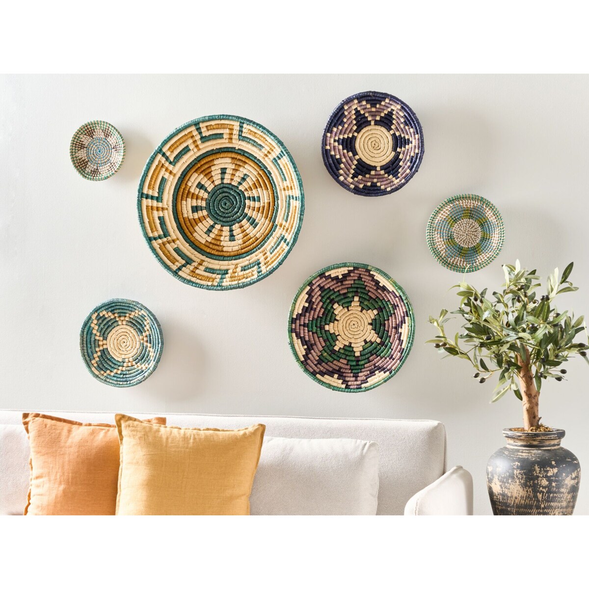 Zestaw 6 dekoracji ściennych z trawy morskiej wielokolorowy NAMDINH