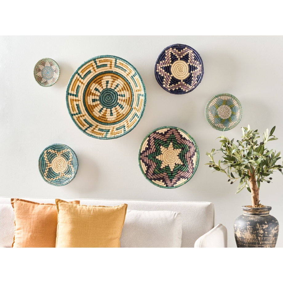 Zestaw 6 dekoracji ściennych z trawy morskiej wielokolorowy NAMDINH