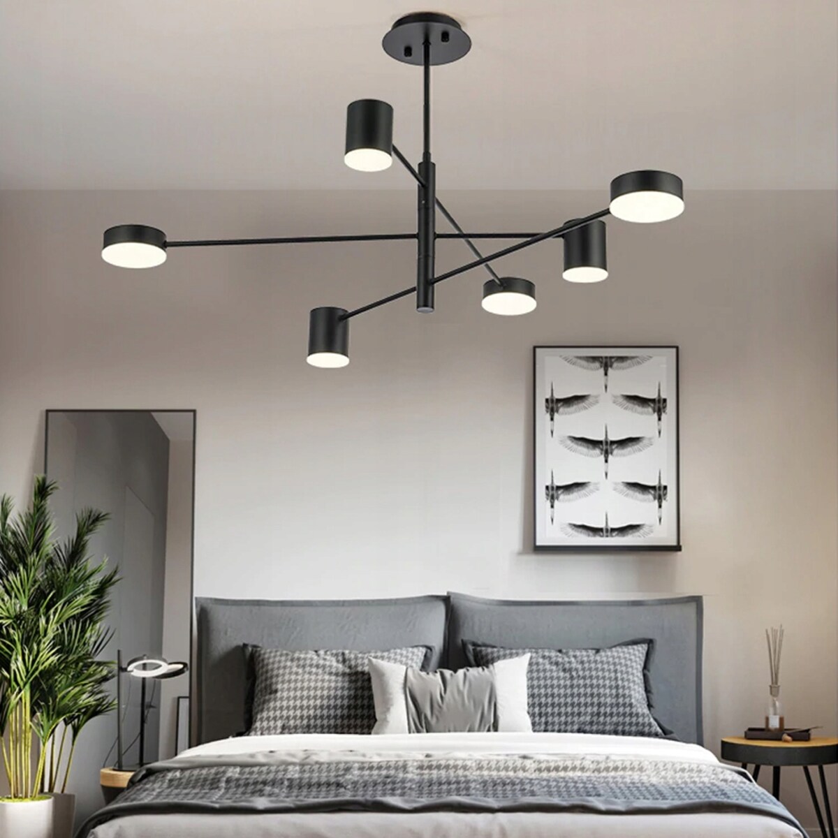 Lampa Sufitowa Nowoczesna Czarna 6-Ramienna Led
