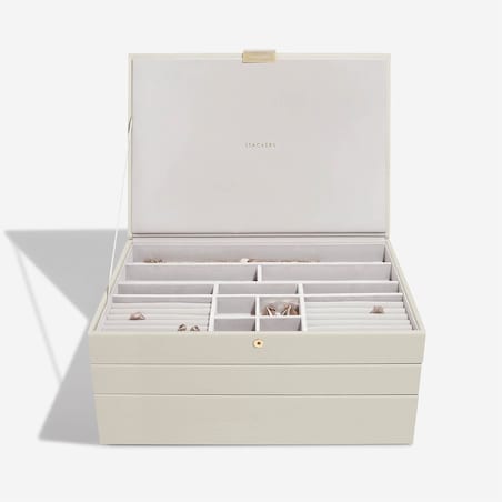 Szkatułka na biżuterię Stackers potrójna supersize jasnobeżowa