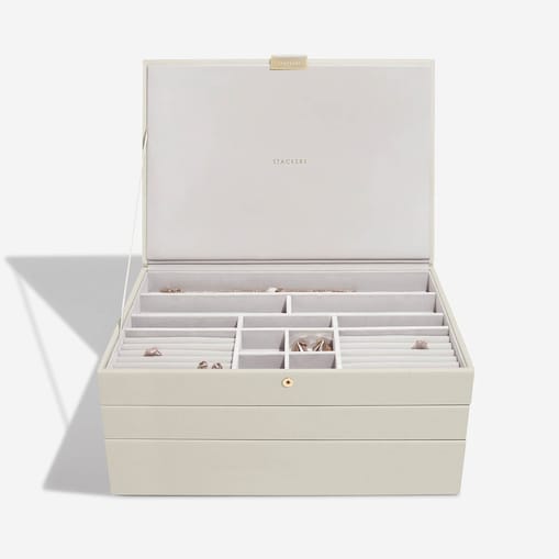Szkatułka na biżuterię Stackers potrójna supersize jasnobeżowa