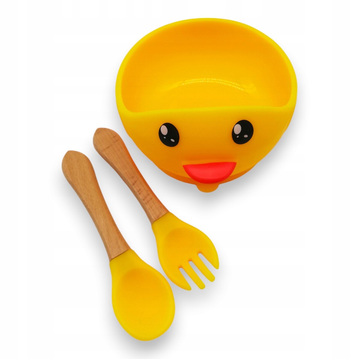 Miseczka z przyssawką silikonowa dla dziecka na przekąski łyżka widelec BLW