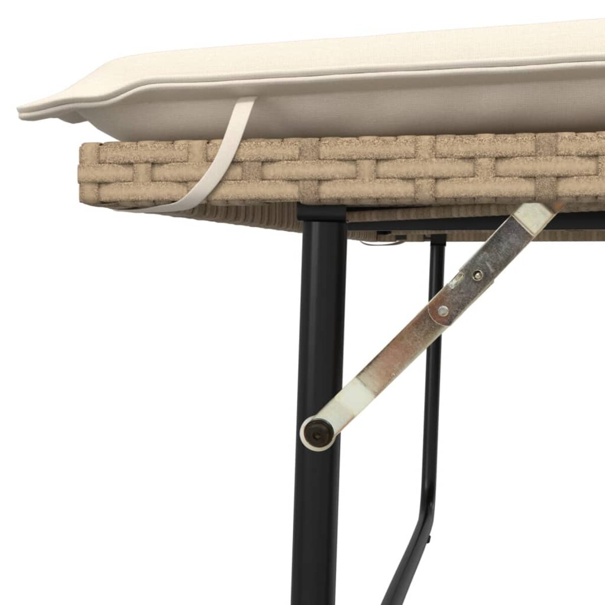 vidaXL Ławka ogrodowa z poduszkami i podnóżkiem, beżowa, polirattan