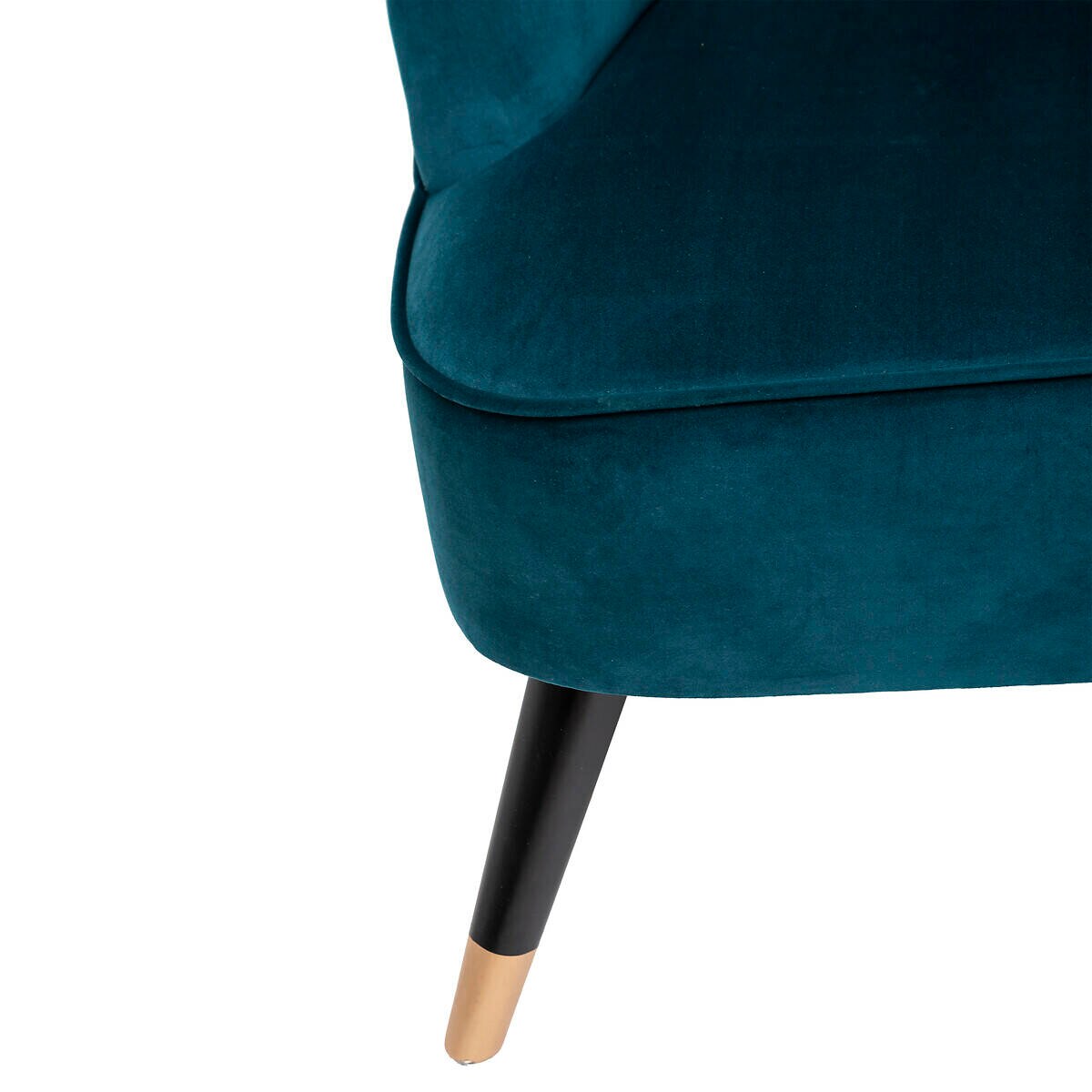 Mała sofa dwuosobowa NAOVA, aksamitne obicie, drewniane nóżki