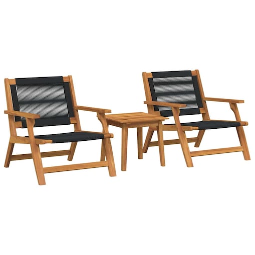 vidaXL Krzesła ogrodowe ze stołem 3 pcs Czarny 45 x 45 x 40 cm