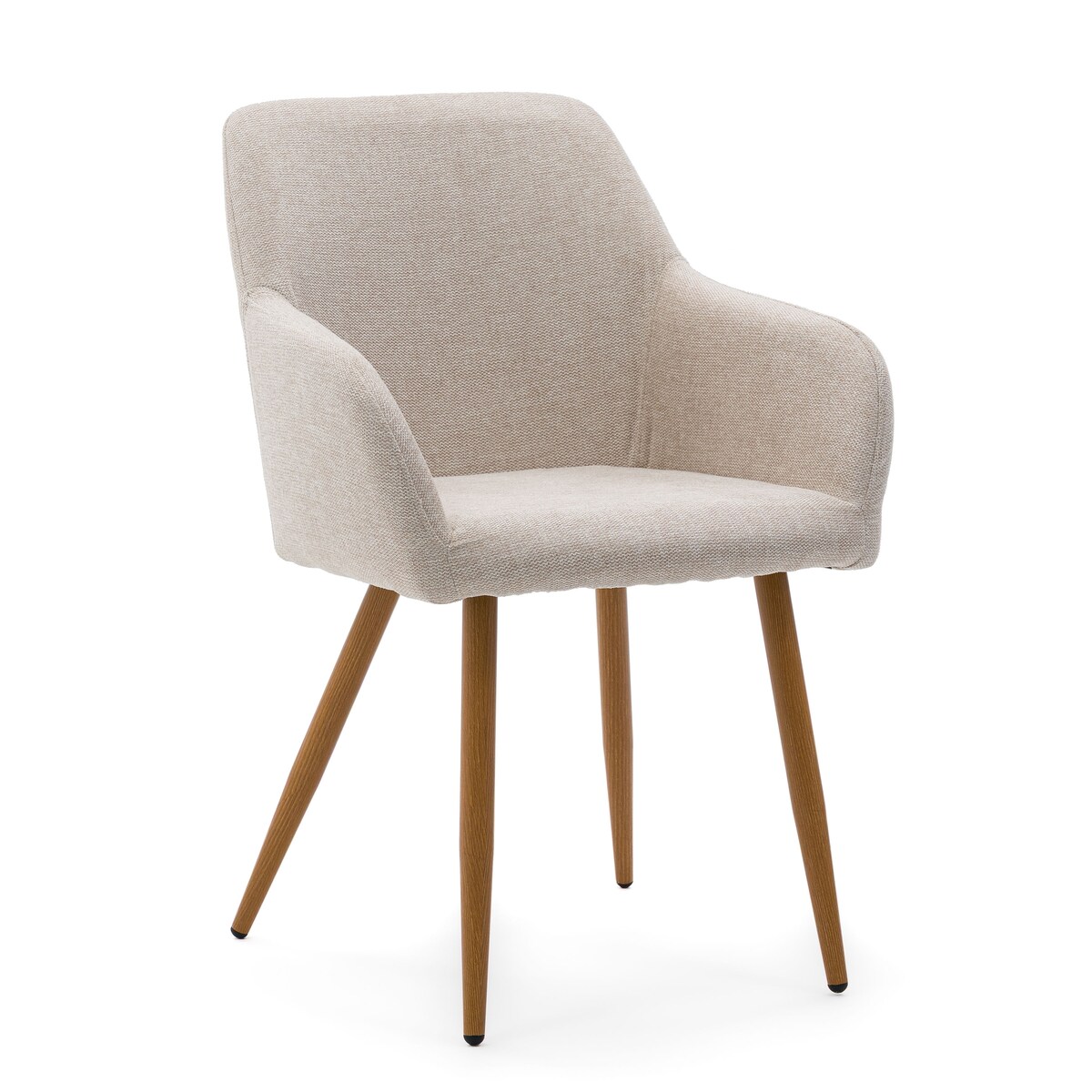 Krzesło tapicerowane skandynawskie beżowe SCANDI metalowe nogi w kolorze drewna