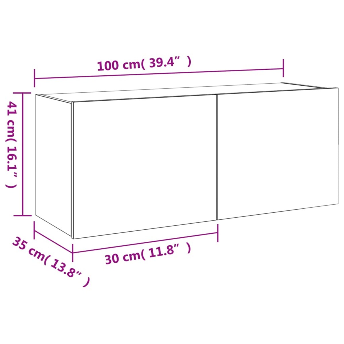 vidaXL Ścienna szafka TV z LED, dąb sonoma, 100x35x41 cm
