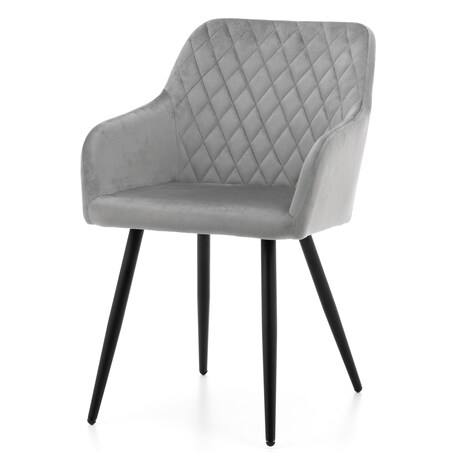 Krzesło tapicerowane TODI welur do salonu jadalni pikowane jasnoszare